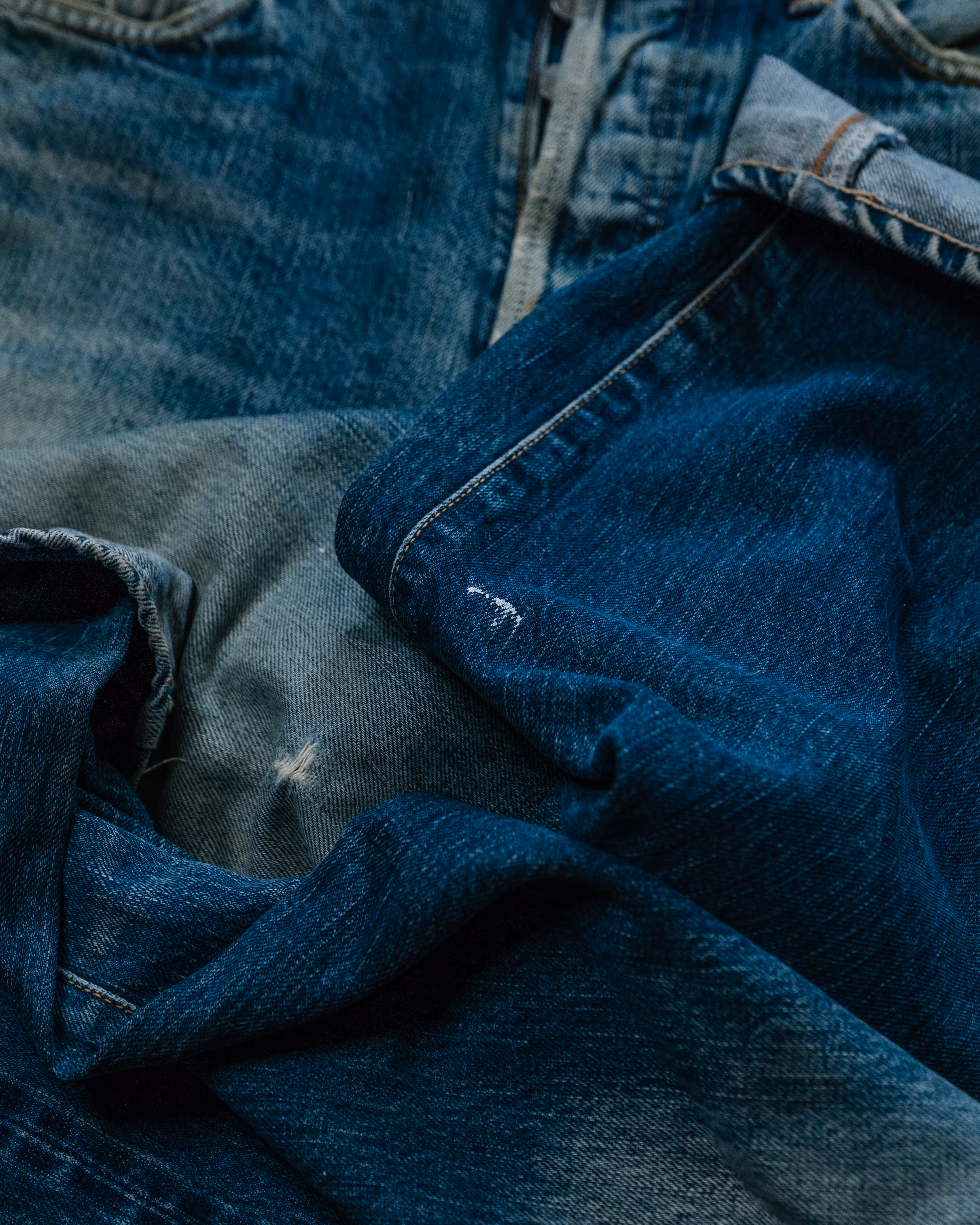 45rpm Japanese Selvedge Denim hard fade detail 12