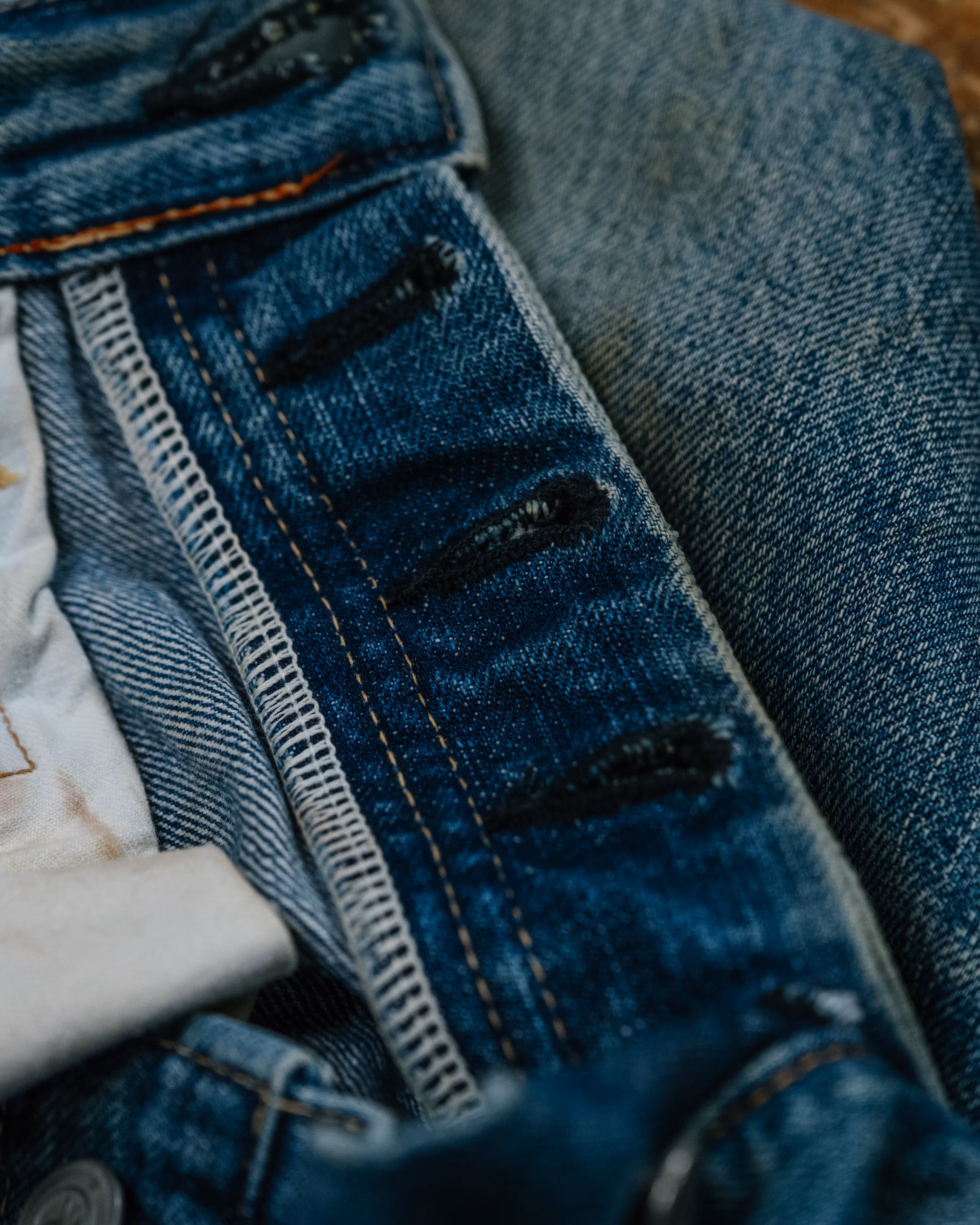 45rpm Japanese Selvedge Denim hard fade detail 8