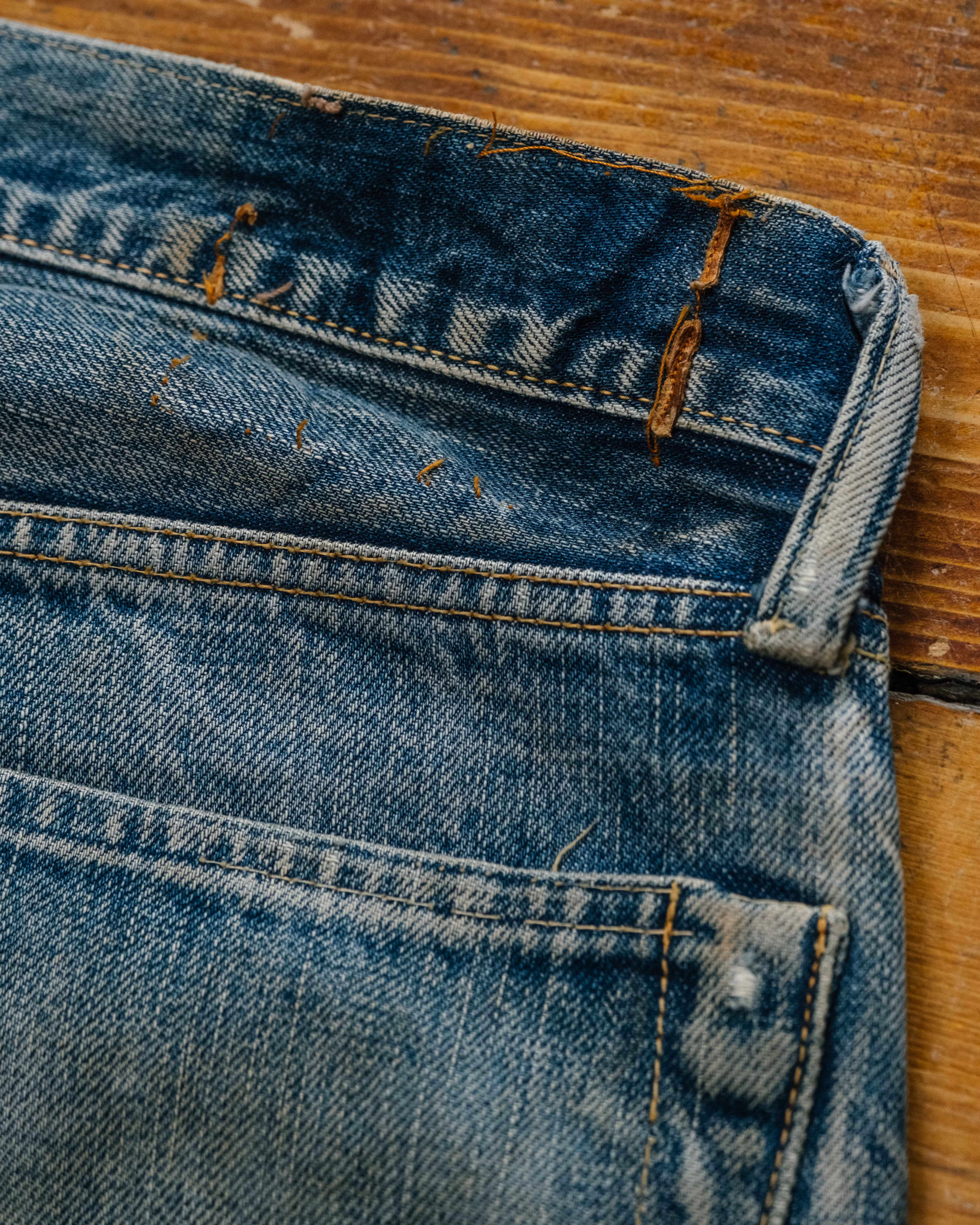 45rpm Japanese Selvedge Denim hard fade detail 4