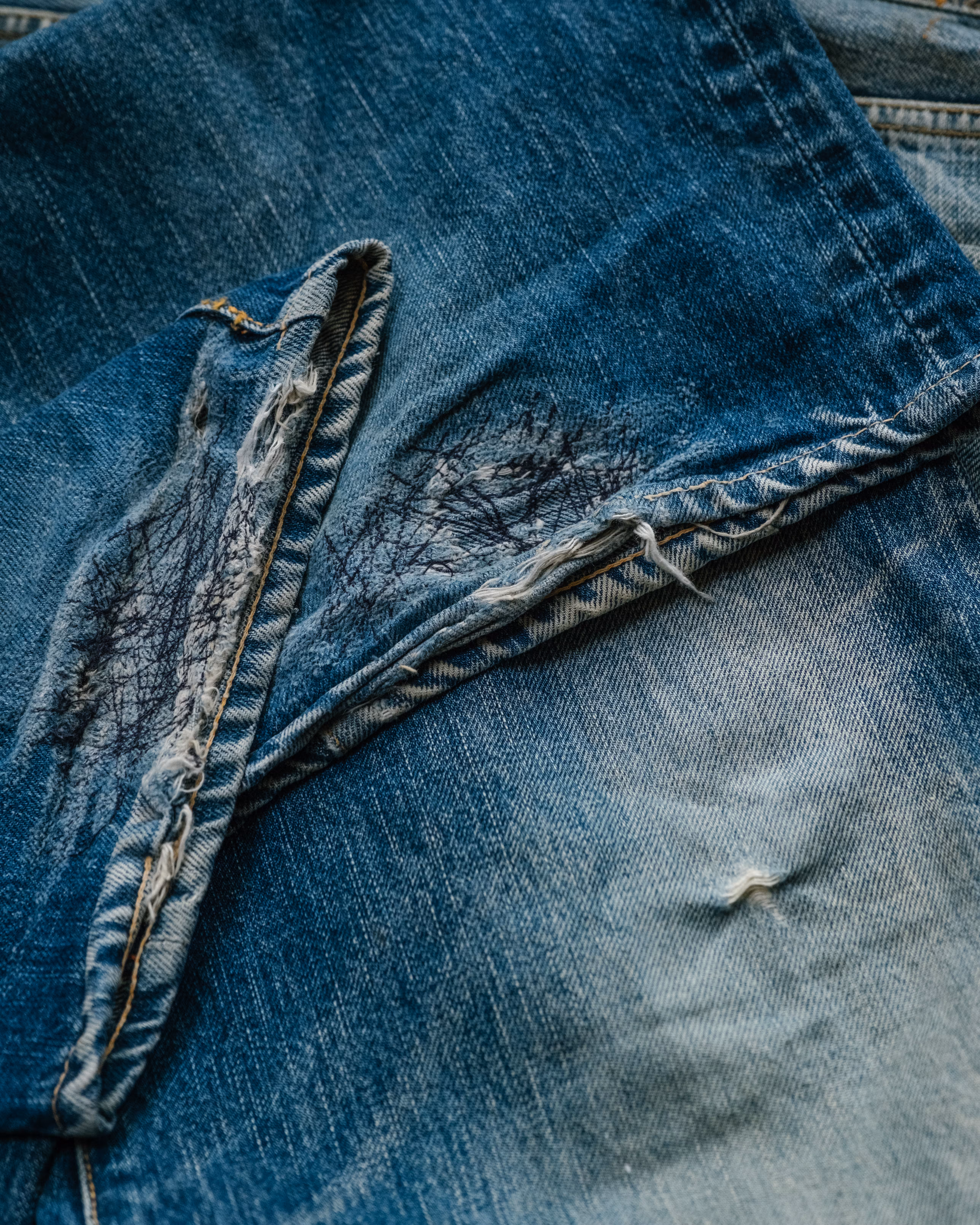 45rpm Japanese Selvedge Denim hard fade detail 2