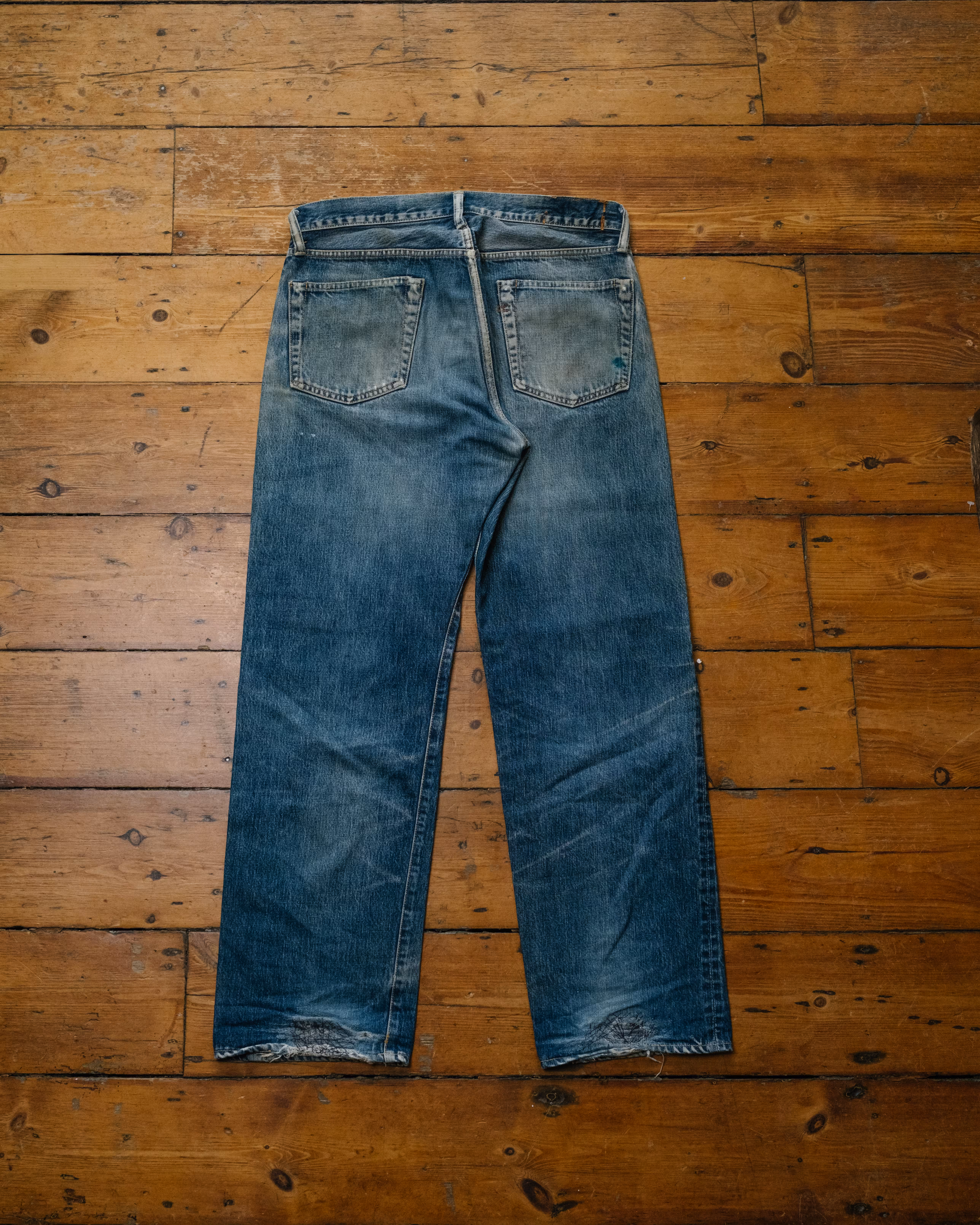 45rpm Japanese Selvedge Denim hard fade rear view