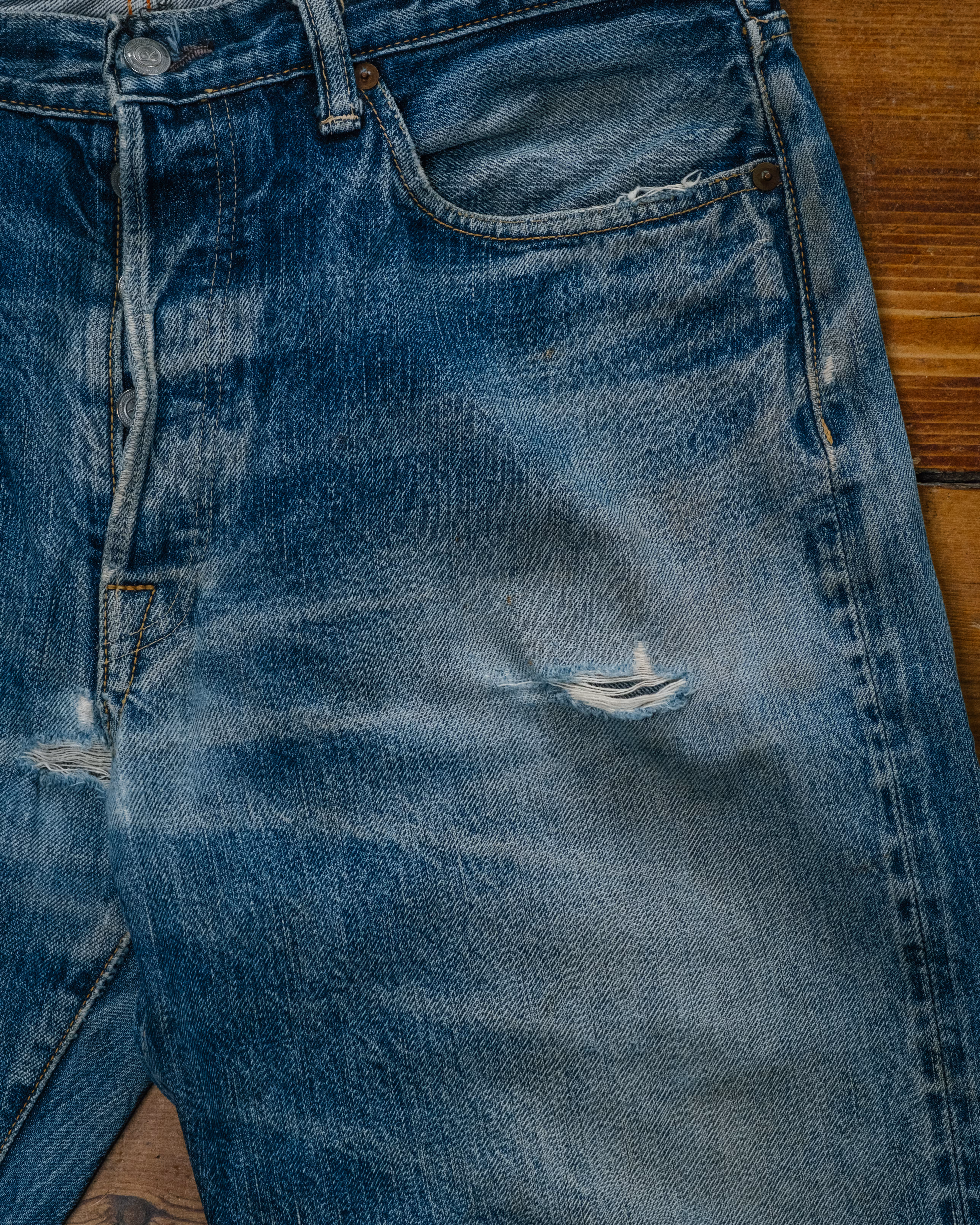 45RPM Japanese Selvedge Denim soft fade detail 17